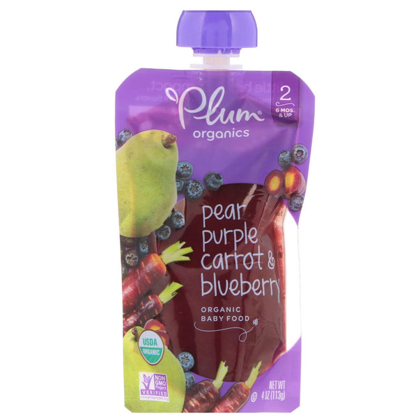 Plum Organics, Organic Baby Food, Stage 2, Pear, Purple Carrot & Blueberry, 4 oz (113 g) - The Supplement Shop