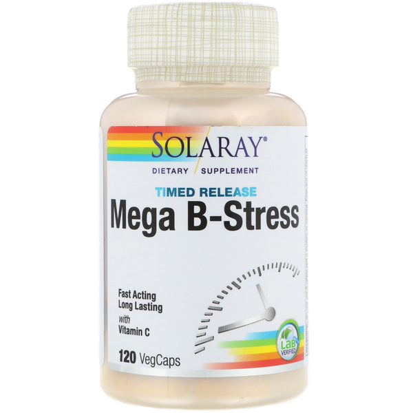 Solaray, Mega B-Stress, Timed-Release, 120 VegCaps - The Supplement Shop