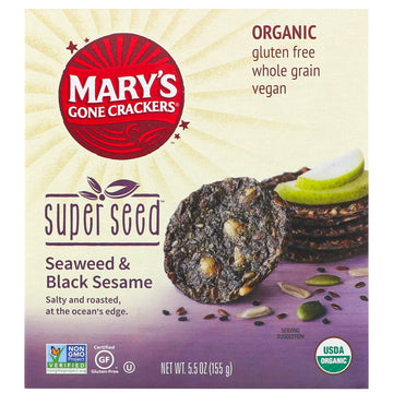 Mary's Gone Crackers, Super Seed Crackers, Seaweed & Black Sesame, 5.5 oz (155 g)