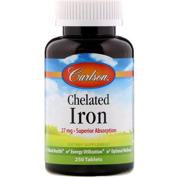 Carlson Labs, Chelated Iron, 27 mg, 250 Tablets - The Supplement Shop