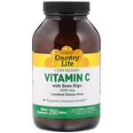 Country Life, Time Release Vitamin C with Rose Hips, 1,000 mg, 250 Tablets - The Supplement Shop