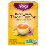 Yogi Tea, Throat Comfort, Honey Lemon, Caffeine Free, 16 Tea Bags, 1.12 oz (32 g) - The Supplement Shop