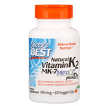 Doctor's Best, Natural Vitamin K2 MK-7 with MenaQ7 plus Vitamin D3, 180 mcg, 60 Veggie Caps - The Supplement Shop