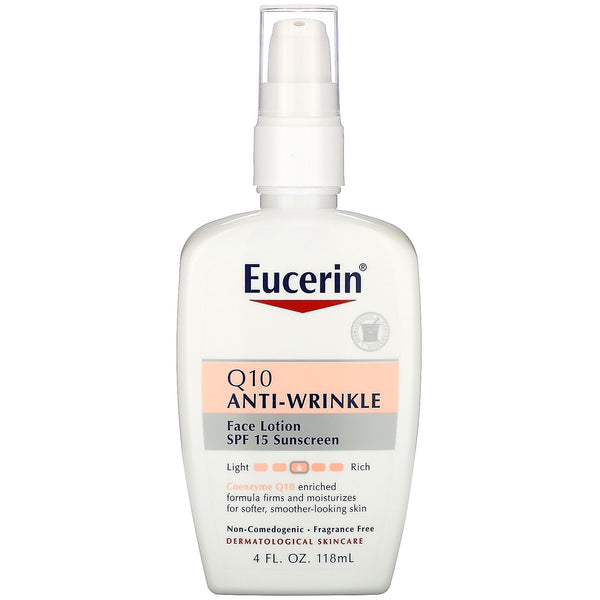 Eucerin, Q10 Anti-Wrinkle Sensitive Skin Lotion, SPF 15 Sunscreen, 4 fl oz (118 ml) - The Supplement Shop