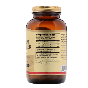 Solgar, Psyllium Husks Fiber, 500 mg, 200 Vegetable Capsules