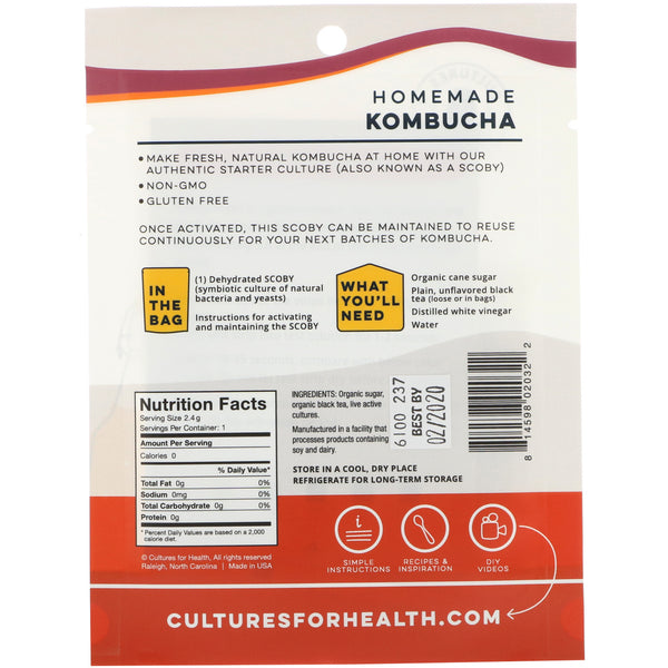 Cultures for Health, Kombucha, 1 Packet, .08 oz (2.4 g) - The Supplement Shop