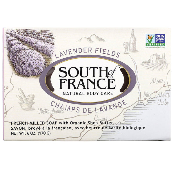 South of France, Lavender Fields, French Milled Soap with Organic Shea Butter, 6 oz (170 g) - The Supplement Shop