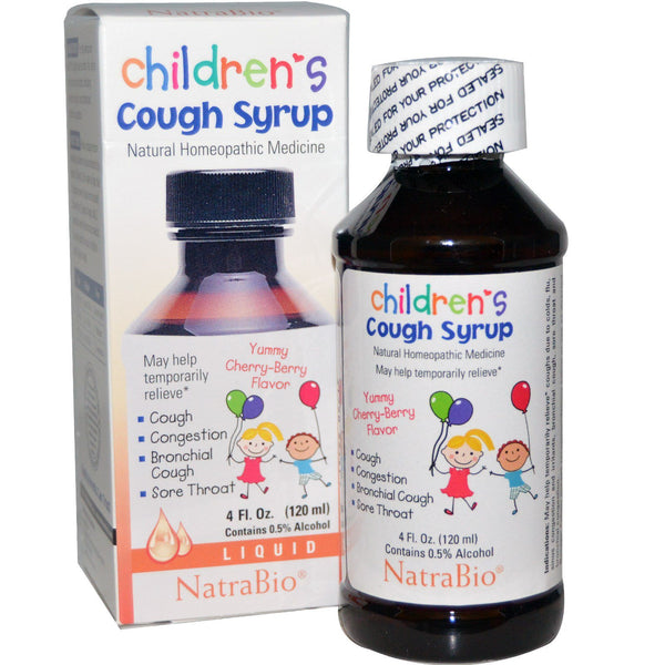 NatraBio, Children's Cough Syrup, Yummy Cherry-Berry Flavor, 4 fl oz (120 ml) - The Supplement Shop