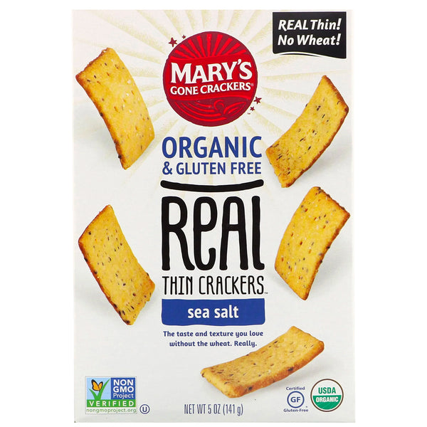 Mary's Gone Crackers, Real Thin Crackers, Sea Salt, 5 oz (141 g) - The Supplement Shop