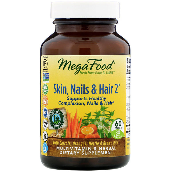 MegaFood, Skin, Nails & Hair 2, 60 Tablets - The Supplement Shop