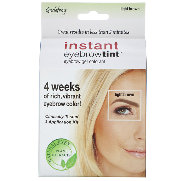 Godefroy, Instant Eyebrow Tint, Light Brown, 3 Application Kit - The Supplement Shop