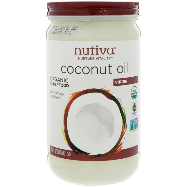 Nutiva, Organic Coconut Oil, Virgin, 23 fl oz (680 ml) - The Supplement Shop