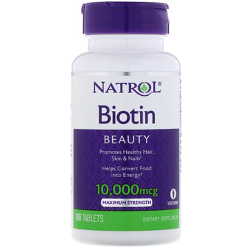 Natrol, Biotin, Maximum Strength, 10,000 mcg, 100 Tablets