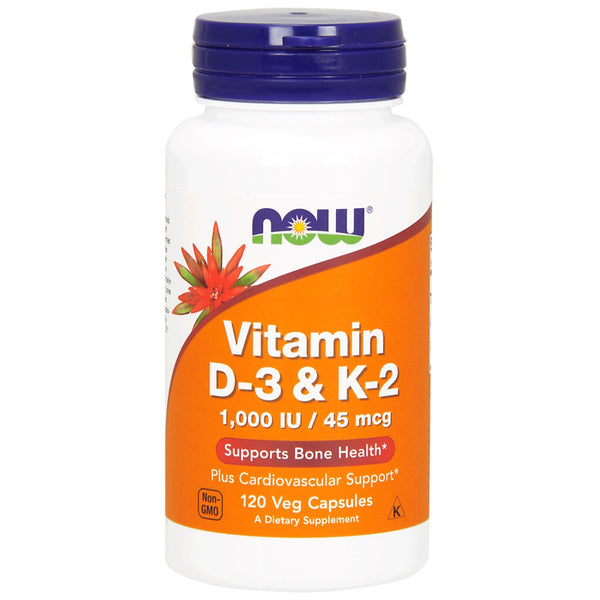 Now Foods, Vitamin D-3 & K-2, 120 Veg Capsules - The Supplement Shop