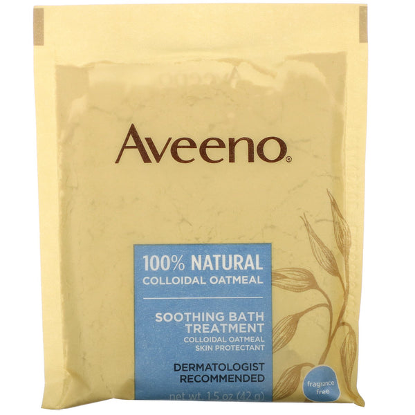 Aveeno, Active Naturals, Soothing Bath Treatment, Fragrance Free, 8 Single Use Bath Packets ,1.5 oz (42 g) Each. - The Supplement Shop