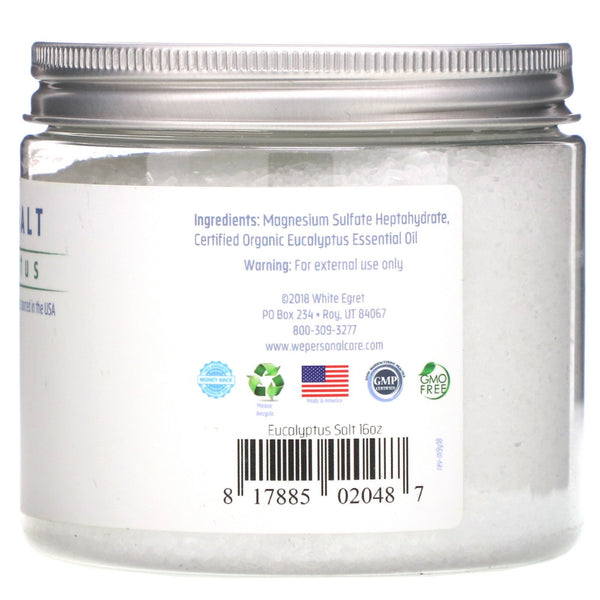 White Egret Personal Care, Epsom Salt, Eucalyptus, 16 oz (454 g) - The Supplement Shop