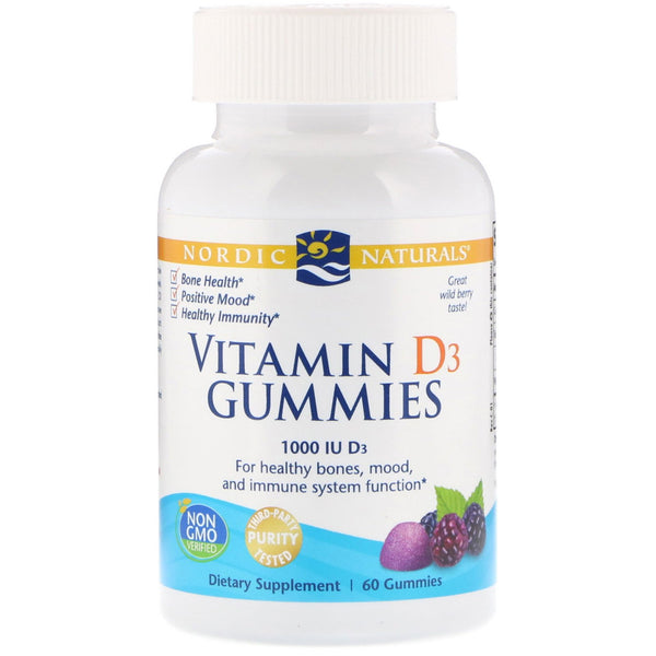 Nordic Naturals, Vitamin D3 Gummies, Wild Berry, 1,000 IU, 60 Gummies - The Supplement Shop