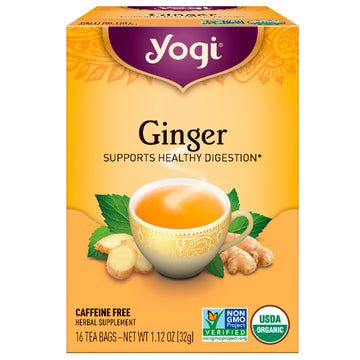 Yogi Tea, Organic Ginger, Caffeine Free, 16 Tea Bags, 1.12 oz (32 g)