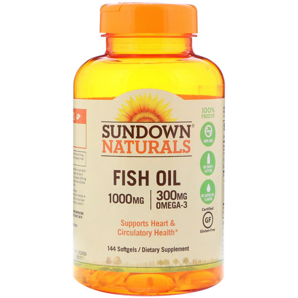 Sundown Naturals, Fish Oil, 1000 mg, 144 Softgels - The Supplement Shop
