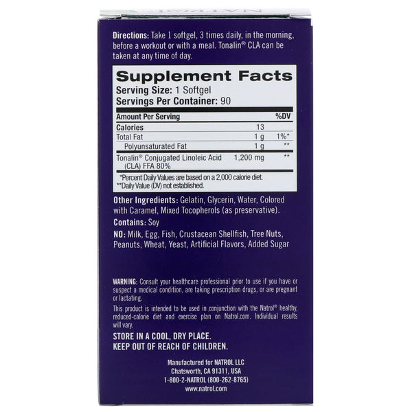 Natrol, Tonalin CLA, 1,200 mg, 90 Softgels - The Supplement Shop
