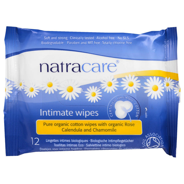 Natracare, Certified Organic Cotton Intimate Wipes, 12 Wipes - The Supplement Shop