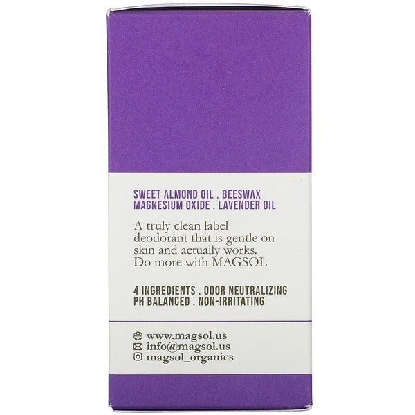 Magsol, Magnesium Deodorant, Lavender, 3.2 oz (95 g) - The Supplement Shop