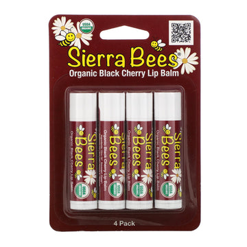 Sierra Bees, Organic Lip Balms, Black Cherry, 4 Pack, .15 oz (4.25 g) Each