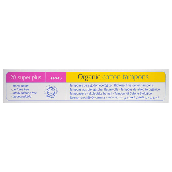 Natracare, Organic Cotton Tampons, Super Plus, 20 Tampons - The Supplement Shop