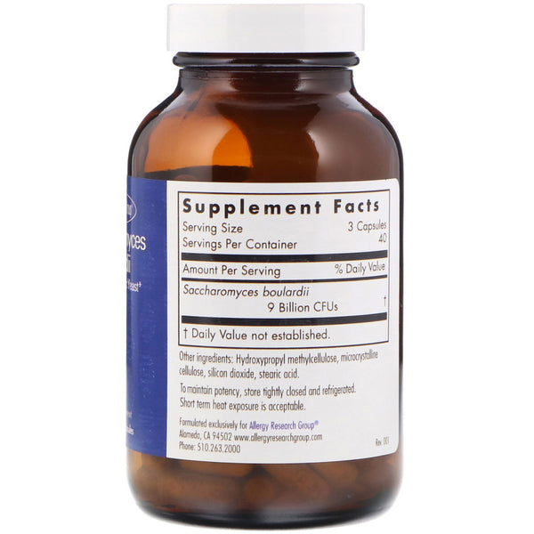Allergy Research Group, Saccharomyces Boulardii, Friendly Probiotic Yeast, 120 Vegetarian Capsules - The Supplement Shop