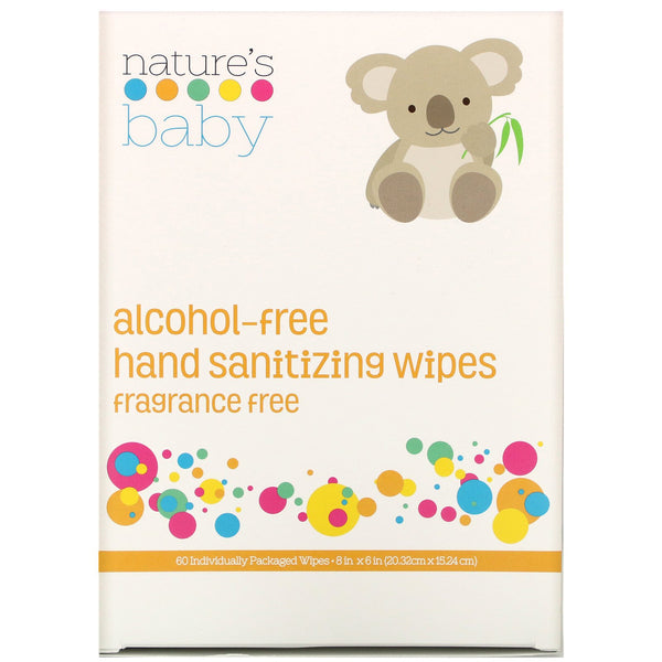Nature's Baby Organics, Hand Sanitizing Wipes, Alcohol Free, Fragrance Free , 60 Individually Packaged Wipes - The Supplement Shop
