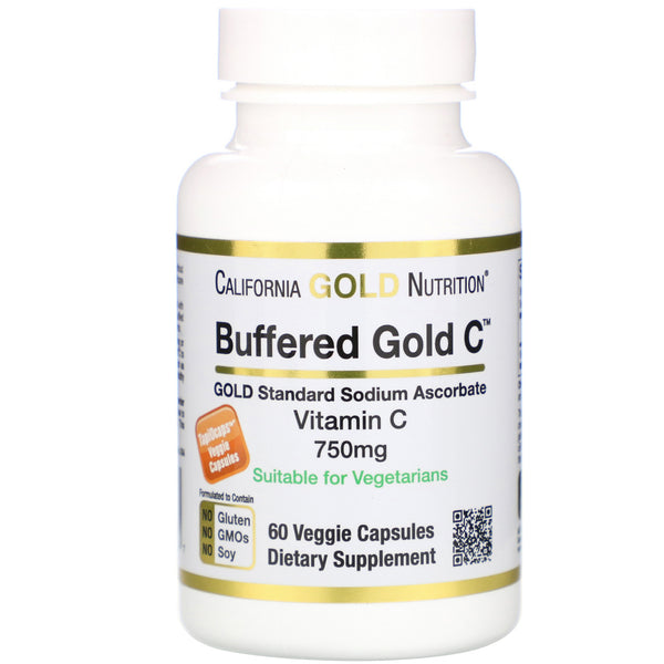 California Gold Nutrition, Buffered Vitamin C Capsules, 750 mg, 60 Veggie Capsules - The Supplement Shop