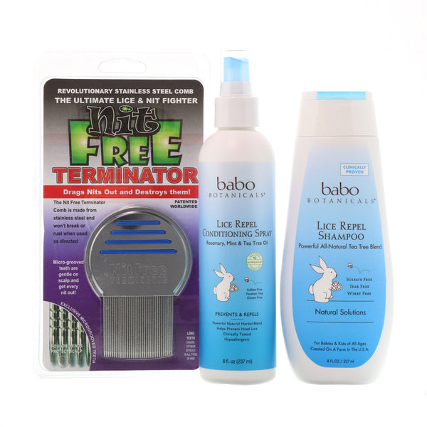 Babo Botanicals, Lice Prevention Essentials Gift Set, 2 Pieces Plus Nit - The Supplement Shop