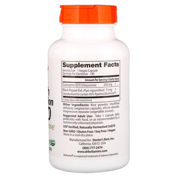 Doctor's Best, High Absorption CoQ10  , 200 mg, 180 Veggie Caps