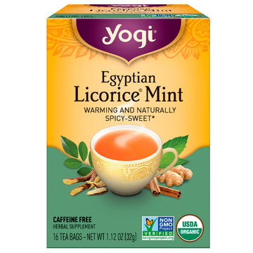 Yogi Tea, Egyptian Licorice Mint, Caffeine Free, 16 Tea Bags, 1.12 oz (32 g)