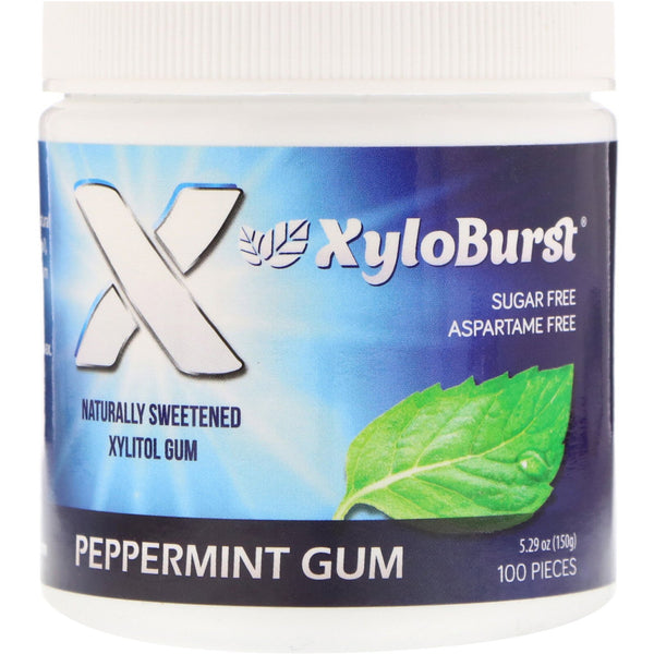 Xyloburst, Xylitol Chewing Gum, Peppermint, 5.29 oz (150 g), 100 Pieces - The Supplement Shop