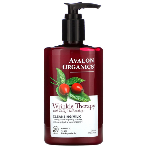 Avalon Organics, Wrinkle Therapy, With CoQ10 & Rosehip, Cleansing Milk, 8.5 fl oz (251 ml) - The Supplement Shop
