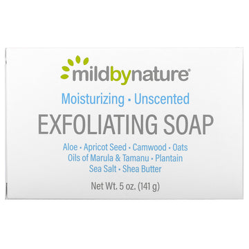 Mild By Nature, Exfoliating Bar Soap, with Marula & Tamanu Oils plus Shea Butter, Unscented, 5 oz (141 g)