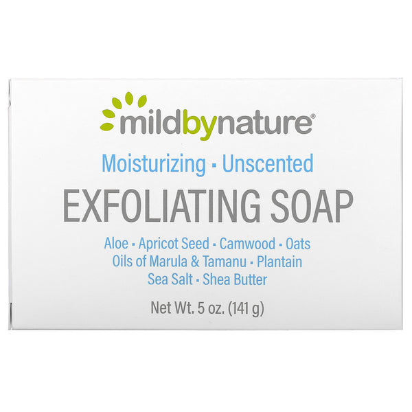 Mild By Nature, Exfoliating Bar Soap, with Marula & Tamanu Oils plus Shea Butter, Unscented, 5 oz (141 g) - The Supplement Shop