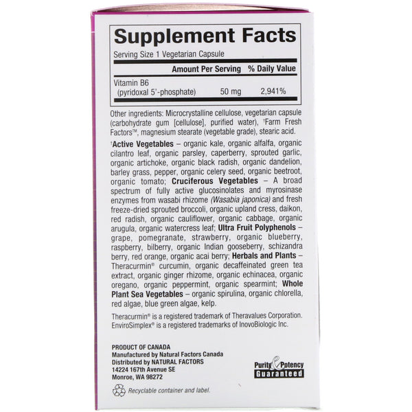 Natural Factors, BioCoenzymated, B6, Pyridoxal 5'-Phosphate, 50 mg, 30 Vegetarian Capsules - The Supplement Shop