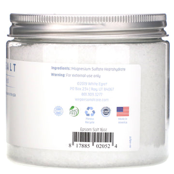White Egret, Epsom Salt, Unscented, 16 oz (454 g)