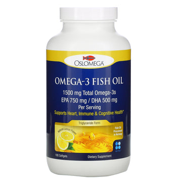 Oslomega, Norwegian Omega-3 Fish Oil, Lemon Flavor, 180 Fish Gelatin Softgels