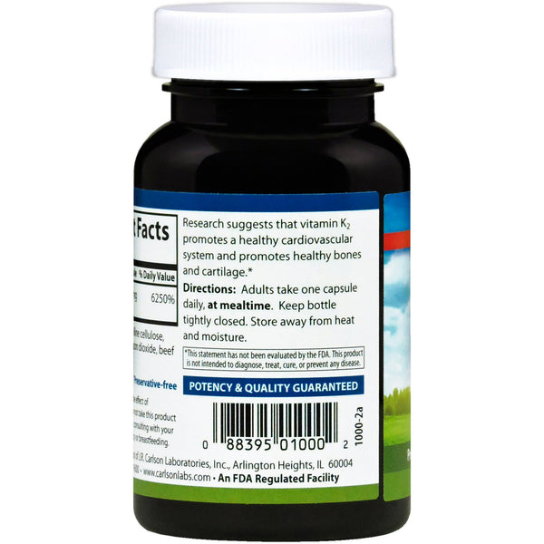 Carlson Labs, Vitamin K2, 5 mg, 60 Capsules - The Supplement Shop