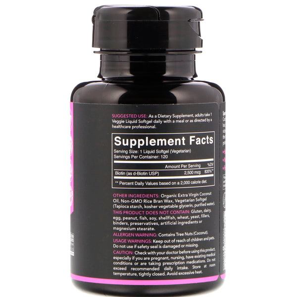 Sports Research, Biotin with Coconut Oil, 2,500 mcg, 120 Veggie Softgels - The Supplement Shop