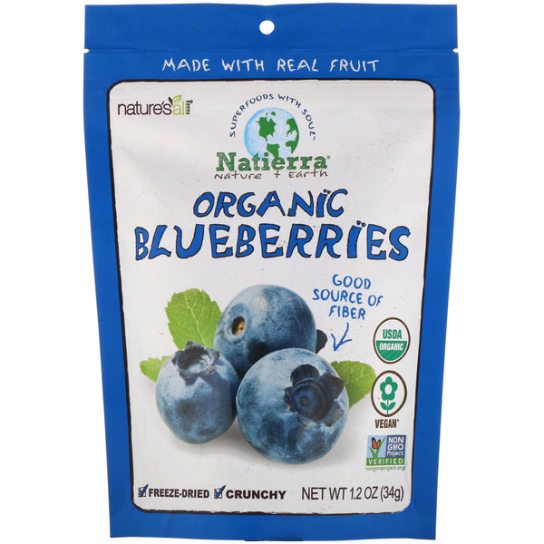 Natierra, Organic Freeze-Dried, Blueberries, 1.2 oz (34 g) - The Supplement Shop