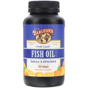 Barlean's, Fresh Catch, Fish Oil Supplement, Omega-3 EPA/DHA, Orange Flavor, 250 Softgels