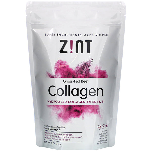 Zint, Grass-Fed Beef Collagen, Hydrolyzed Collagen Types I & III, 10 oz (283 g) - The Supplement Shop