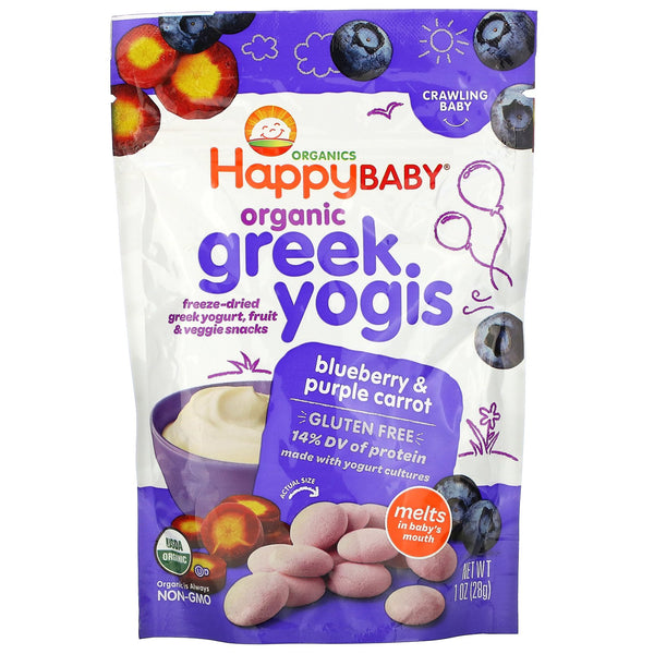 Happy Family Organics, Organic Greek Yogis, Blueberry & Purple Carrot, 1 oz (28 g) - The Supplement Shop