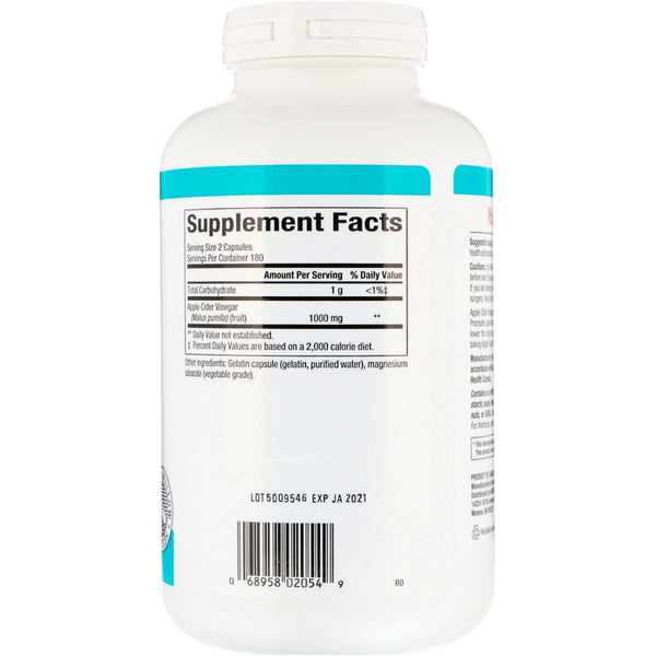 Natural Factors, Apple Cider Vinegar, 500 mg, 360 Capsules - The Supplement Shop