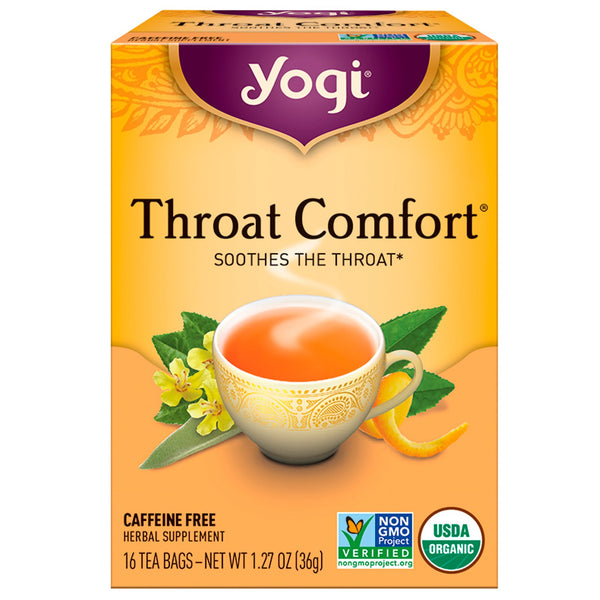 Yogi Tea, Organic, Throat Comfort, Caffeine Free, 16 Tea Bags, 1.27 oz (36 g) - The Supplement Shop