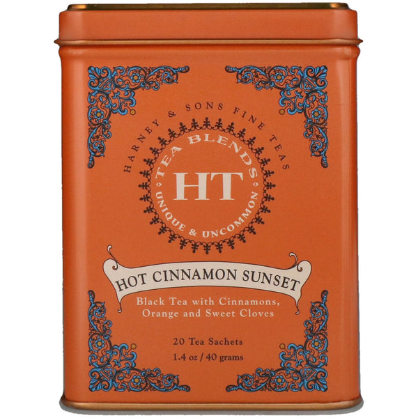 Harney & Sons, HT Tea Blend, Hot Cinnamon Sunset, 20 Tea Sachets, 1.4 oz (40 g) - The Supplement Shop